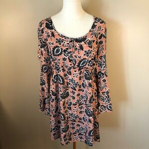 Charlotte Russe Pink & Black Scoop Neck Babydoll Dress Size M